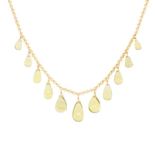 One of a Kind Olive Quartz Teardrop Rolo Necklace - Anne Sportun Fine Jewellery