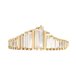 Gold Bar Needle Baguette Tiara Ring