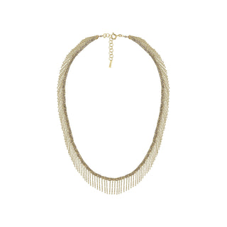 N° 550 Chain Fringe Braided Grey Gold Necklace