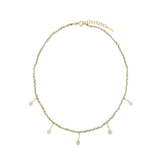 N° 606 Dangling Diamond Braided Grey Gold Necklace
