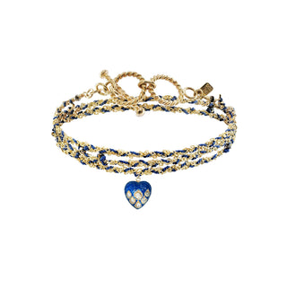 N° 782 Navy Heart Braided Gold Necklace / Bracelet - Anne Sportun Fine Jewellery