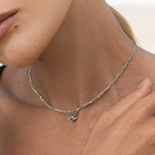 N° 877 | 5 Diamond Charm Braided Gold Necklace