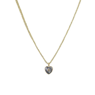 N° 882 Oxidized Silver Heart Pendant Gold Necklace