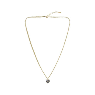 N° 882 Oxidized Silver Heart Pendant Gold Necklace