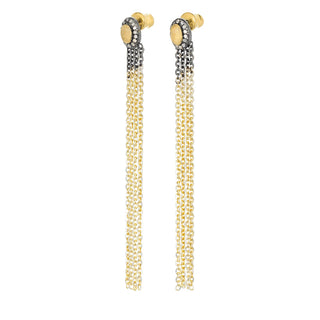N° 937 Diamond Medallion Chain Tassel Mixed Metal Earrings
