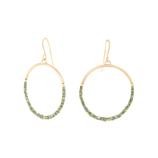 Green Diamond Bead Hoops | 14k - Anne Sportun Fine Jewellery