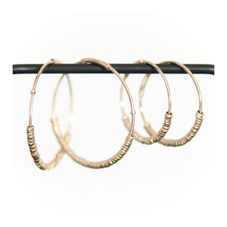 14k Gold Bead Hoops - Anne Sportun Fine Jewellery