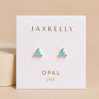 Synthetic Blue Opal Mini Energy Gem Studs | Gold Plated - Anne Sportun Fine Jewellery