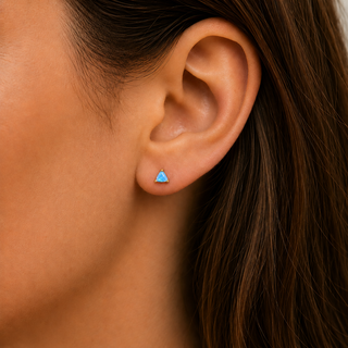 Synthetic Blue Opal Mini Energy Gem Studs | Gold Plated - Anne Sportun Fine Jewellery