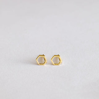 Minimalist Hexagon Studs | Gold Vermeil - Anne Sportun Fine Jewellery