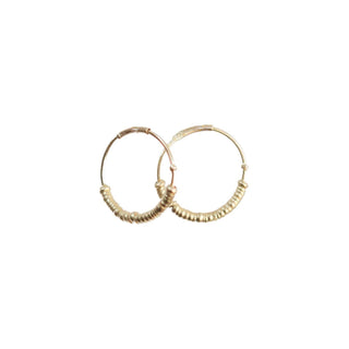 14k Gold Bead Hoops - Anne Sportun Fine Jewellery