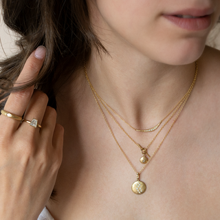 16mm 'Boulder' Dancing Diamond Disc Pendant Necklace - Anne Sportun Fine Jewellery