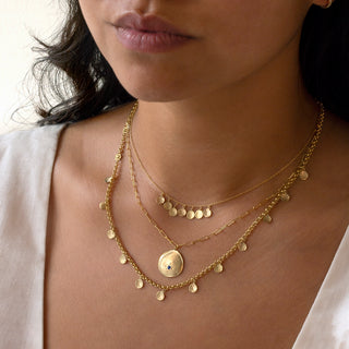 Luna Star Coin Paper Clip Necklace - Anne Sportun Fine Jewellery