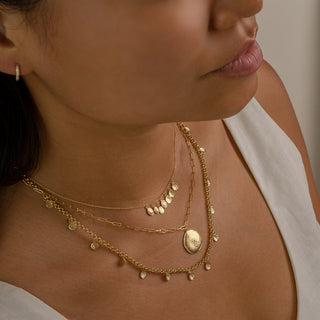 Luna Star Coin Paper Clip Necklace - Anne Sportun Fine Jewellery