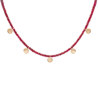'Wrap' Gemstone Mini Hammered Disc Station Necklace