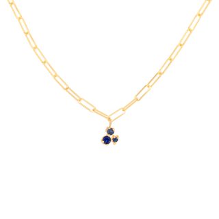 Tiny Sapphire Trio Paper Clip Necklace - Anne Sportun Fine Jewellery