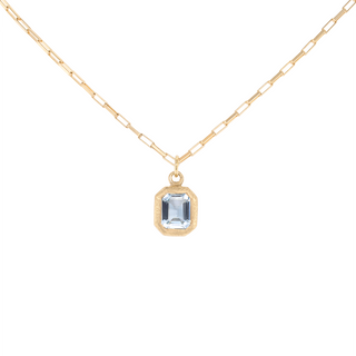 'Boulder' Emerald Cut Gemstone Pendant on Elongated Box Chain - Anne Sportun Fine Jewellery