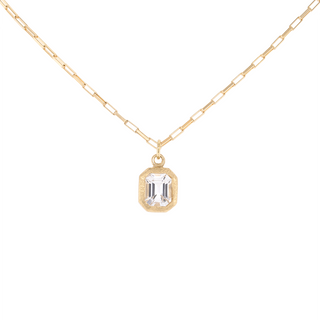 'Boulder' Emerald Cut Gemstone Pendant on Elongated Box Chain - Anne Sportun Fine Jewellery