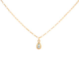 'Boulder' Pear Gemstone Pendant on Elongated Box Chain - Anne Sportun Fine Jewellery