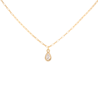 'Boulder' Pear Diamond Pendant on Elongated Box Chain - Anne Sportun Fine Jewellery