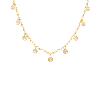 Rolo Stationed Hammered Disc Diamond Spray Necklace - Anne Sportun Fine Jewellery