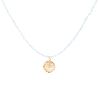 'Wrap' Gemstone 10mm Hammered Diamond Disc Necklace - Anne Sportun Fine Jewellery