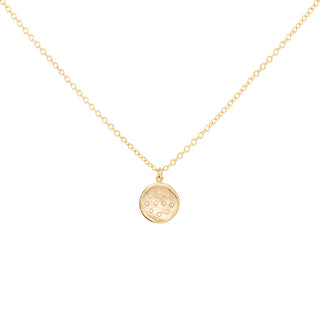 Diamond Spray 10mm Hammered Disc Necklace - Anne Sportun Fine Jewellery