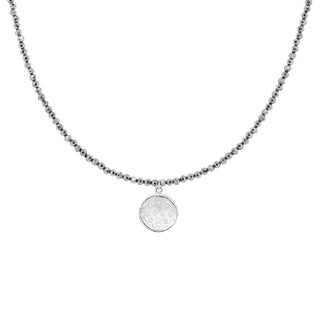 'Wrap' Gemstone 10mm Diamond Spray Hammered Disc Necklace - Anne Sportun Fine Jewellery
