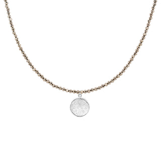 'Wrap' Gemstone 10mm Diamond Spray Hammered Disc Necklace - Anne Sportun Fine Jewellery