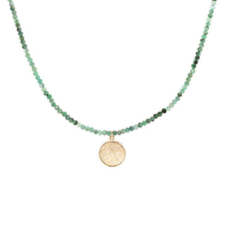 'Wrap' Gemstone 10mm Diamond Spray Hammered Disc Necklace - Anne Sportun Fine Jewellery