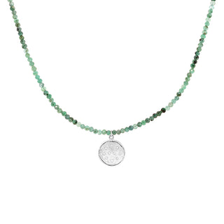 'Wrap' Gemstone 10mm Diamond Spray Hammered Disc Necklace - Anne Sportun Fine Jewellery