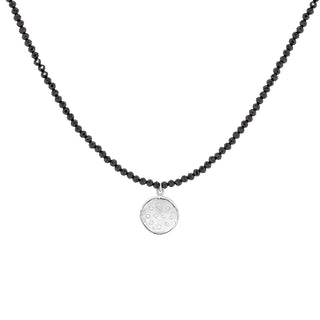 'Wrap' Gemstone 10mm Diamond Spray Hammered Disc Necklace - Anne Sportun Fine Jewellery