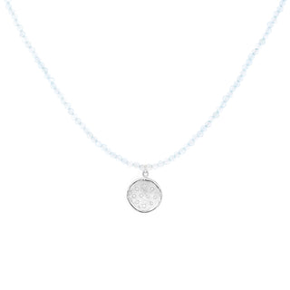 'Wrap' Gemstone 10mm Diamond Spray Hammered Disc Necklace - Anne Sportun Fine Jewellery