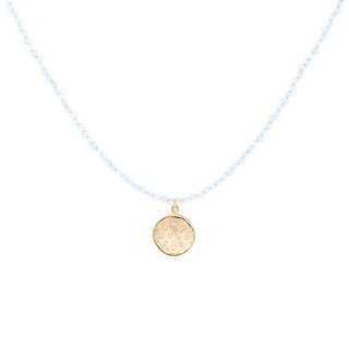 'Wrap' Gemstone 10mm Diamond Spray Hammered Disc Necklace - Anne Sportun Fine Jewellery