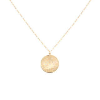 Large 18mm Hammered Disc Diamond Spray Coin Necklace - Anne Sportun Fine Jewellery