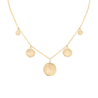 Graduating Five Hammered Disc Diamond Spray Necklace - Anne Sportun Fine Jewellery