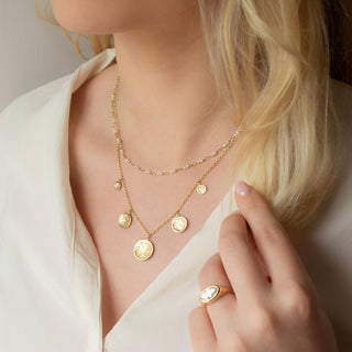 Graduating Five Hammered Disc Diamond Spray Necklace - Anne Sportun Fine Jewellery