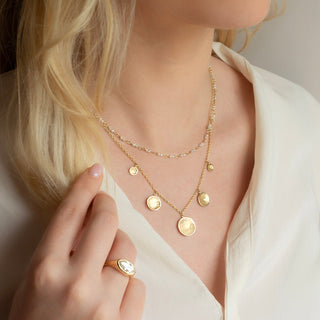 Graduating Five Hammered Disc Necklace - Anne Sportun Fine Jewellery