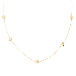 Eight Hammered Station 6mm Diamond Disc Necklace - Anne Sportun Fine Jewellery