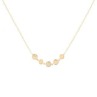 Five Centered 6mm Mini Diamond Disc Necklace - Anne Sportun Fine Jewellery