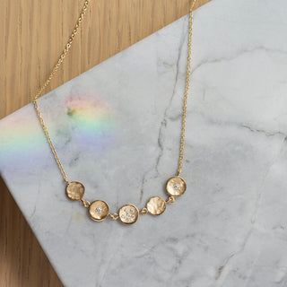 Five Centered 6mm Mini Diamond Disc Necklace - Anne Sportun Fine Jewellery
