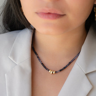 Natural Gemstone Triple 'Boulder Bead' Necklace - Anne Sportun Fine Jewellery