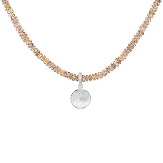 Natural Gemstone Hammered Disc Necklace - Anne Sportun Fine Jewellery