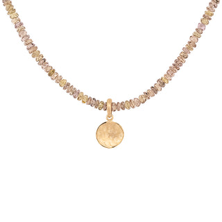 Natural Gemstone Hammered Disc Necklace - Anne Sportun Fine Jewellery