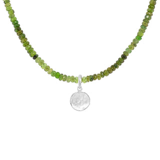 Natural Gemstone Hammered Disc Necklace - Anne Sportun Fine Jewellery