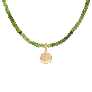 Natural Gemstone Hammered Disc Necklace - Anne Sportun Fine Jewellery