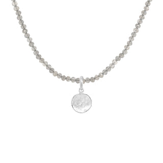 Natural Gemstone Hammered Disc Necklace - Anne Sportun Fine Jewellery