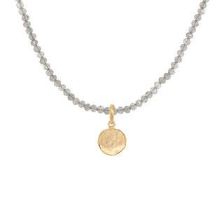 Natural Gemstone Hammered Disc Necklace - Anne Sportun Fine Jewellery