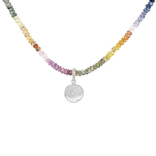 Natural Gemstone Hammered Disc Necklace - Anne Sportun Fine Jewellery