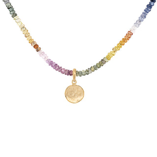 Natural Gemstone Hammered Disc Necklace - Anne Sportun Fine Jewellery